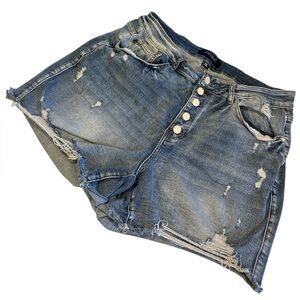 Judy Blue Distressed Denim Jean Shorts Women’s Size 2XL Button Fly Medium Wash